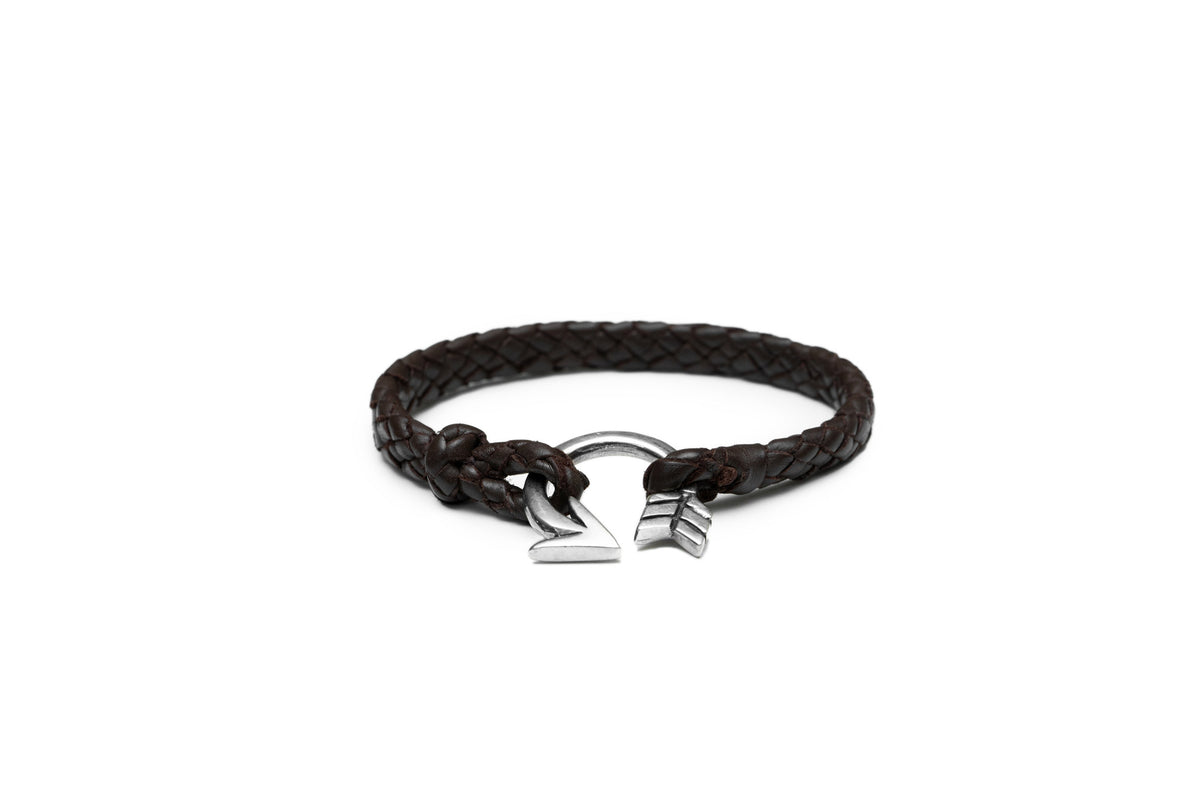 PULSERA FLECHA CURVA CON PIEL